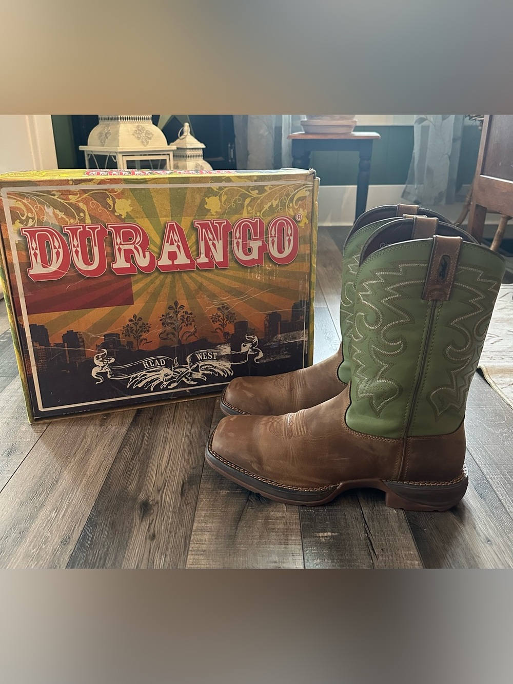 Rebel™ by Durango® Coffee & Cactus Pull-On Western Boot